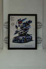 Load image into Gallery viewer, Skyline R34 GTR V-Spec ‘Godzilla’ Artwork – 16x20