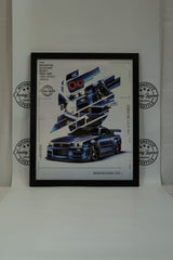 Skyline R34 GTR V-Spec ‘Godzilla’ Artwork – 16x20