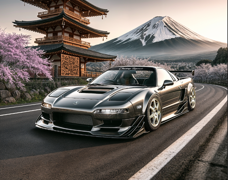 Cherry Blossom Dream – Acura NSX & Mount Fuji Artwork | Framed & Unframed 16x20