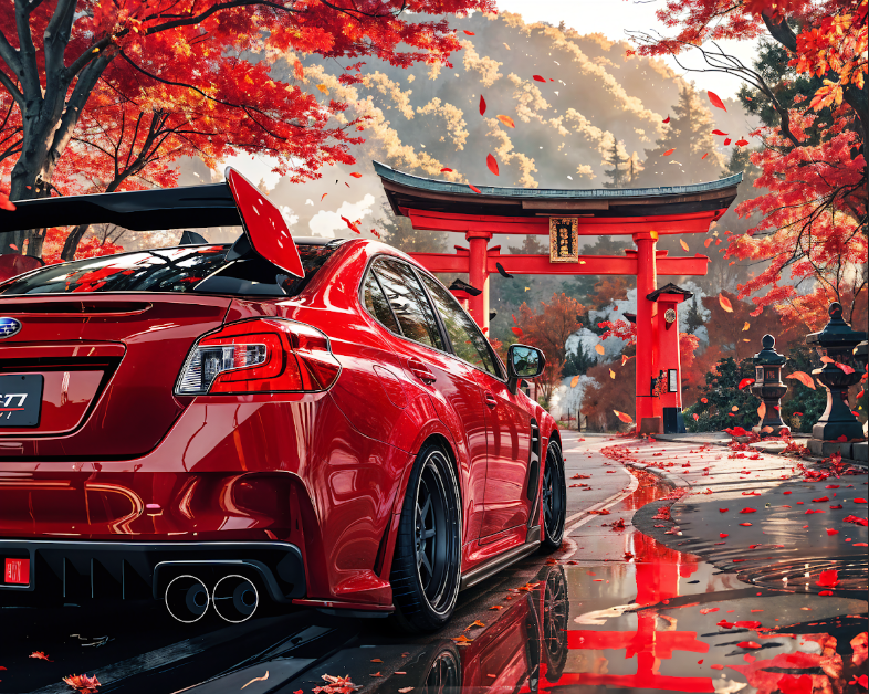 Crimson Journey – Subaru WRX STI at the Torii Gate